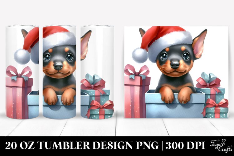Cute Doberman, Christmas 20 Oz Tumbler example image 1