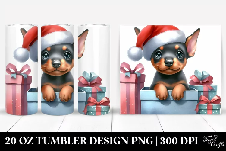 Cute Doberman, Christmas 20 Oz Tumbler