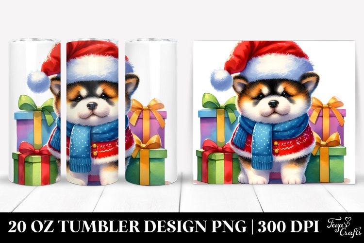 Whimsical Akita, Winter 20 Oz Tumbler example image 1