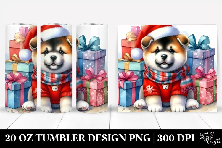 Expressive Akita, Festive 20 Oz Tumbler