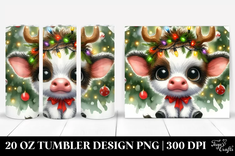 Expressive Baby Cow, Watercolor 20 Oz Tumbler