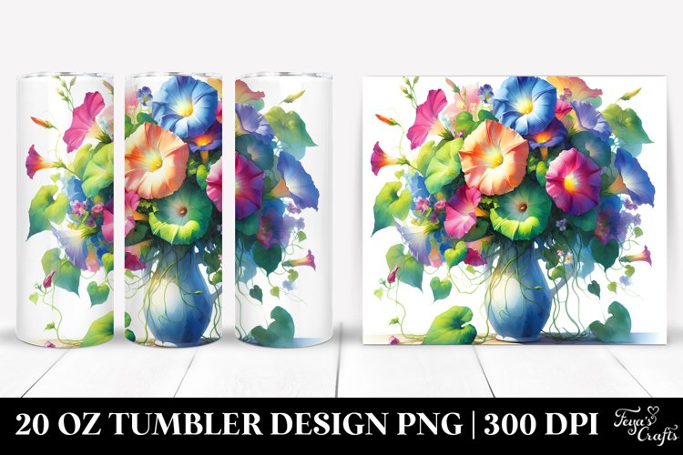 20 Oz Tumbler Sublimation | Colorful Watercolor Vase Morning