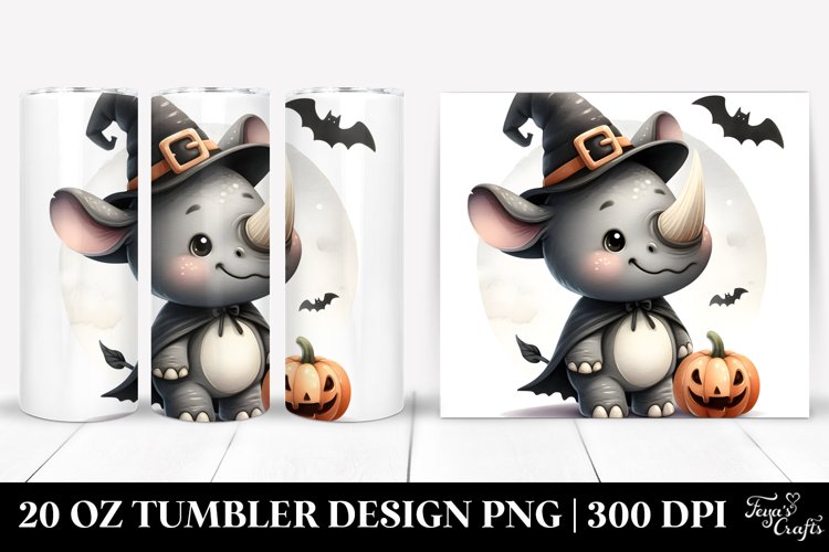 Comming Up Halloween Rhino 20 Oz Tumbler example image 1