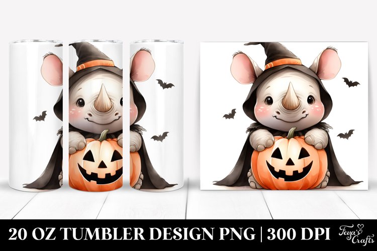 Comming Up Halloween Rhino 20 Oz Tumbler example image 1