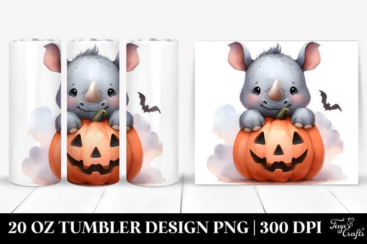 Comming Up Halloween Rhino 20 Oz Tumbler example image 1