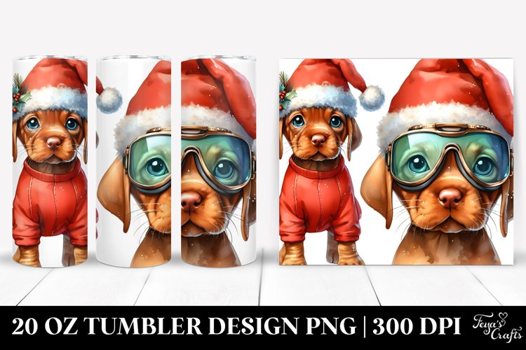 Expressive Vizsla with Santa Hat 20 Oz Tumbler example image 1