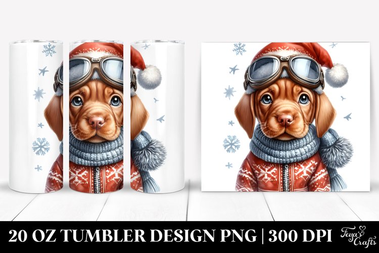 Expressive Vizsla with Santa Hat 20 Oz Tumbler example image 1