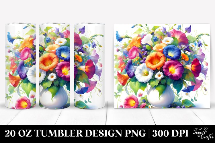 20 Oz Tumbler Sublimation | Colorful Watercolor Vase Morning