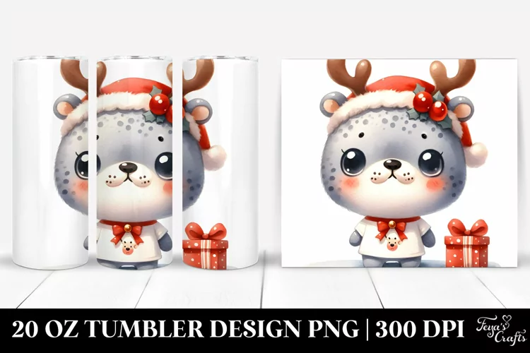 Expressive Seal with Reindeer Horns 20 Oz Tumbler