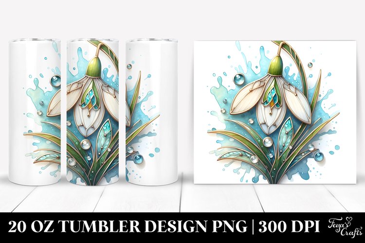 Colorful Stained Snowdrop | 20 Oz Tumbler example image 1
