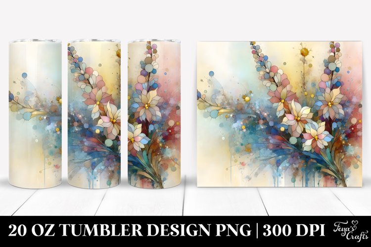 Abstract Pastel Wooden Small Stained Delphinium 20 Oz example image 1