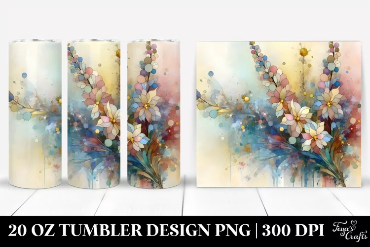 Abstract Pastel Wooden Small Stained Delphinium 20 Oz