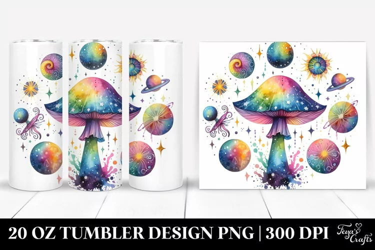 Colorfull Magical Astral Mushroom | 20 Oz Tumbler