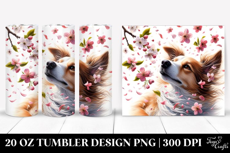 20 Oz Tumbler Sublimation | Dog Tumbling Spring Petals