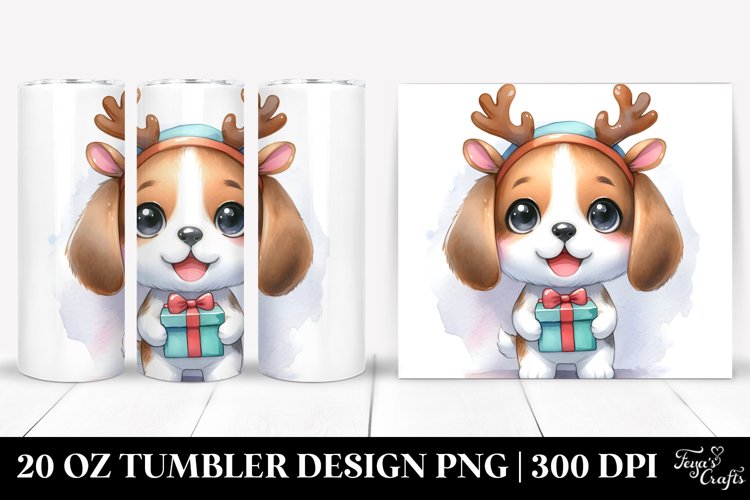 Expressive Baby Beagle, Watercolor 20 Oz Tumbler example image 1