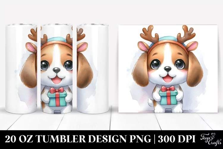 Expressive Baby Beagle, Watercolor 20 Oz Tumbler
