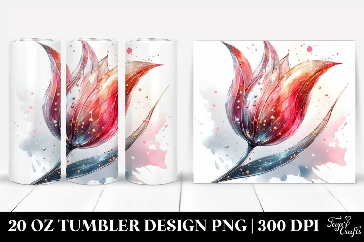 Colorful Tulip Watercolor Splash | 20 oz Tumbler