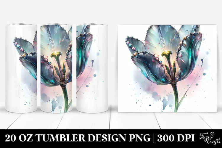 Colorful Tulip Watercolor Splash | 20 oz Tumbler