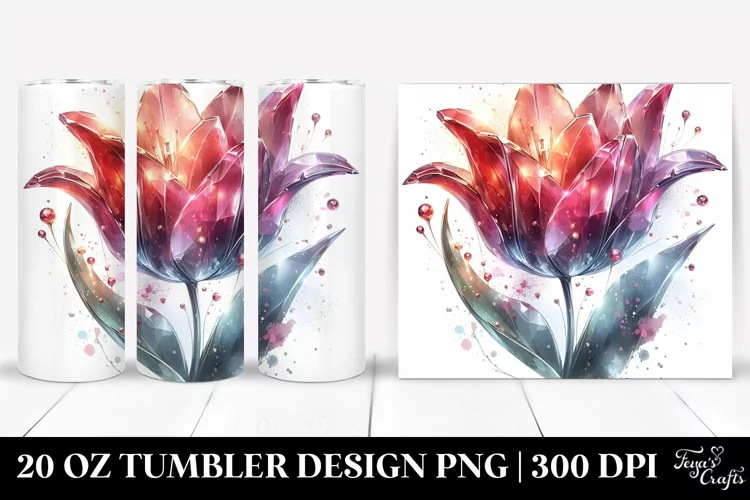 Colorful Tulip Watercolor Splash | 20 oz Tumbler