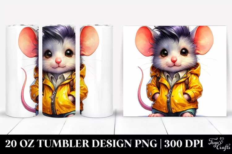 Watercolor Vibrant Drawing of a Cute Baby Mouse, Transparent