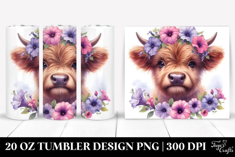 Colorful Baby Highland Cow Smiling | 20 Oz Tumbler