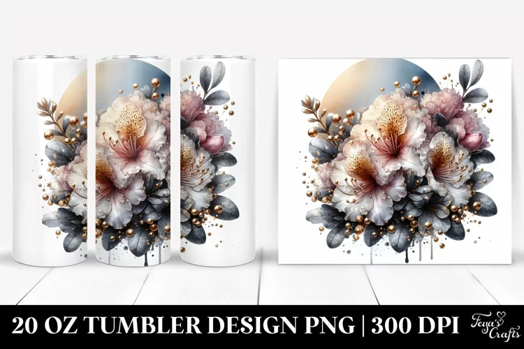 Detailed Shiny Rhododendron Watercolor | 20 Oz Tumbler