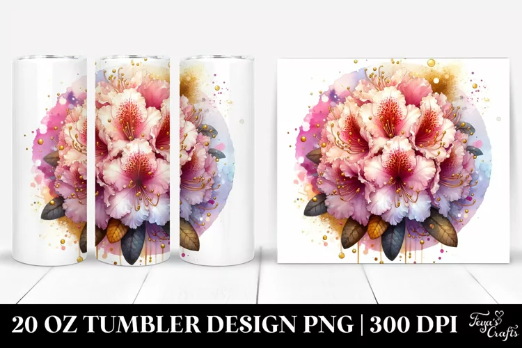 Detailed Shiny Rhododendron Watercolor | 20 Oz Tumbler