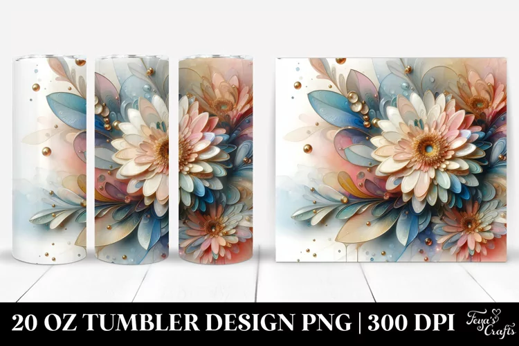 Abstract Pastel Glossy Gerbera 20 Oz Tumbler