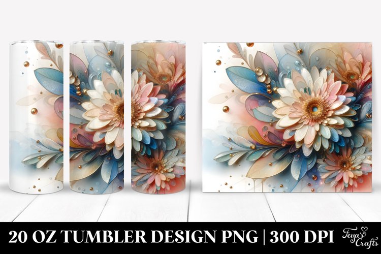 Abstract Pastel Glossy Gerbera 20 Oz Tumbler example image 1
