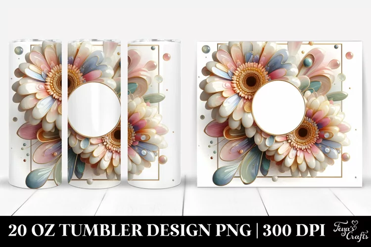Abstract Pastel Glossy Gerbera 20 Oz Tumbler