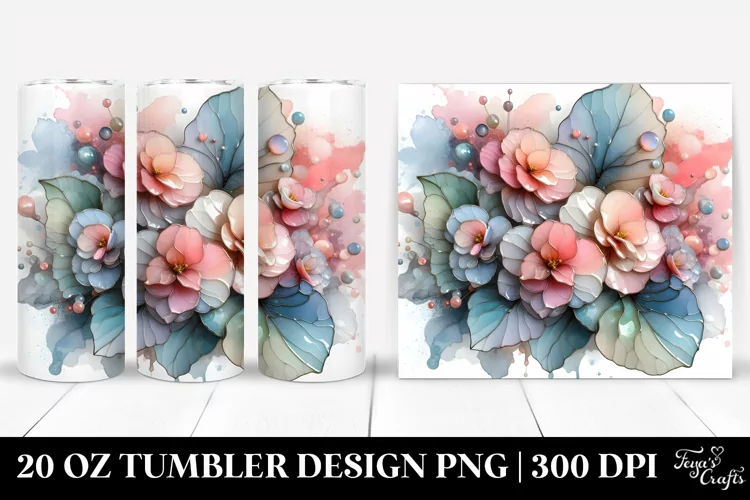 Abstract Pastel Glossy Begonia 20 Oz Tumbler
