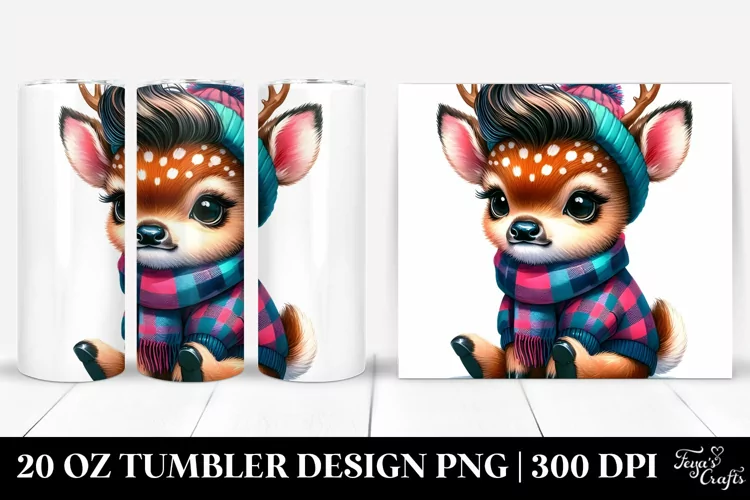 Watercolor Vibrant Drawing of a Cute Baby Deer, Transparent