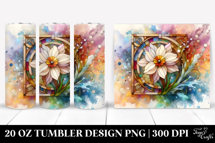 Abstract Pastel Wooden Small Stained Narcissus 20 Oz example image 1
