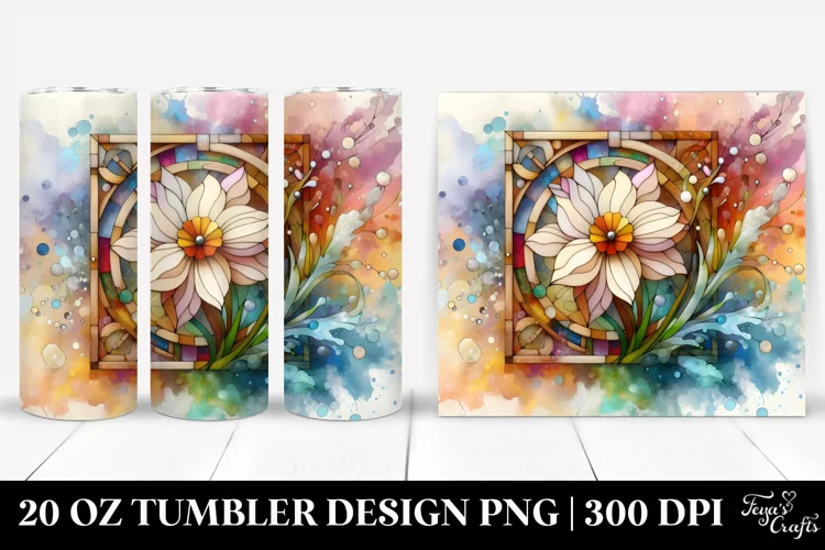 Abstract Pastel Wooden Small Stained Narcissus 20 Oz