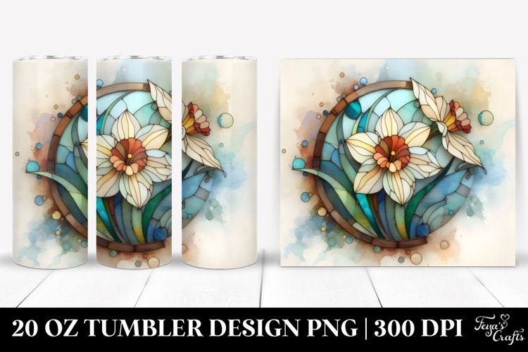 Abstract Pastel Wooden Small Stained Narcissus 20 Oz example image 1