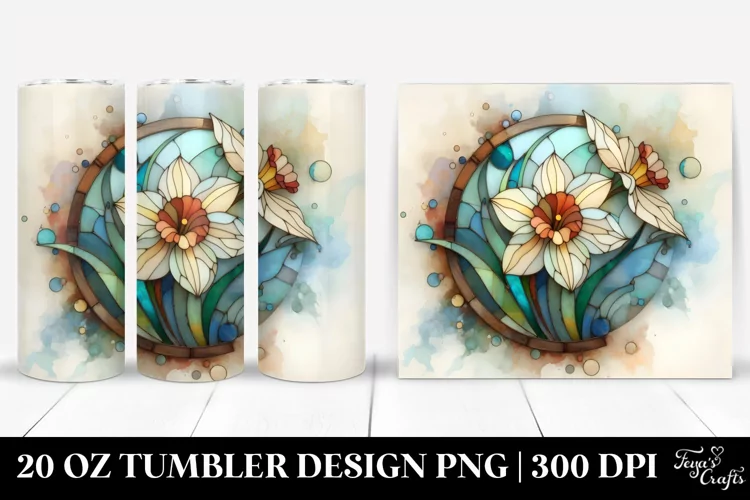 Abstract Pastel Wooden Small Stained Narcissus 20 Oz