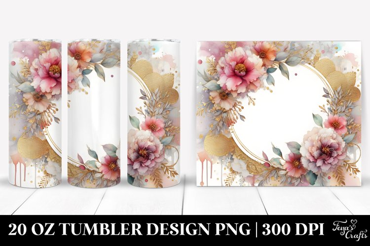 Watercolor Abstract Frame Tumbler example image 1