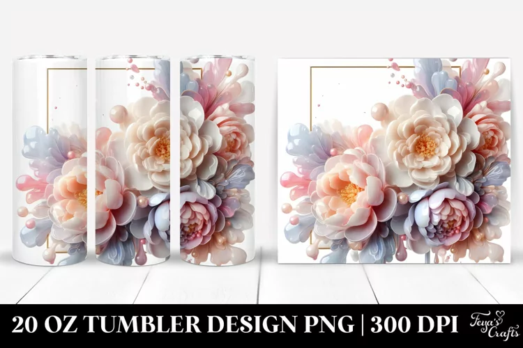 Abstract Pastel Glossy Peonies 20 Oz Tumbler