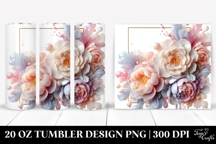 Abstract Pastel Glossy Peonies 20 Oz Tumbler example image 1