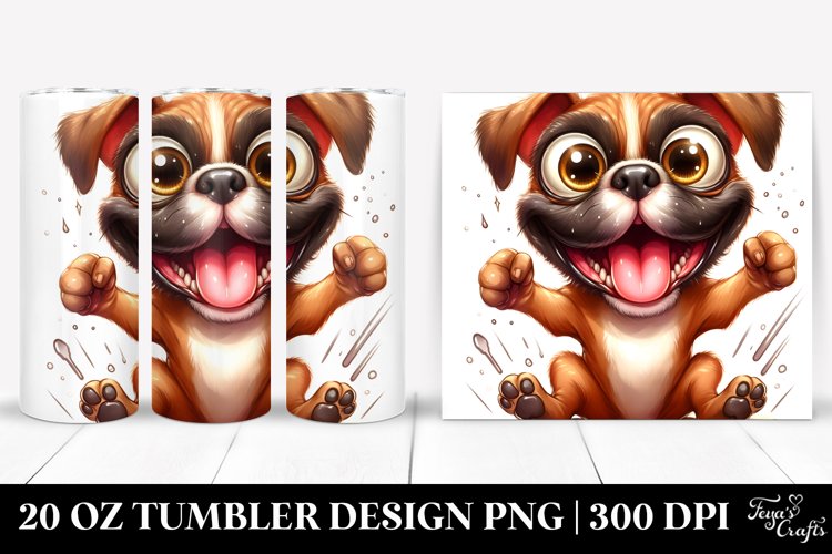 Crazy Looking Boxer Sitting | 20 Oz Tumbler example image 1