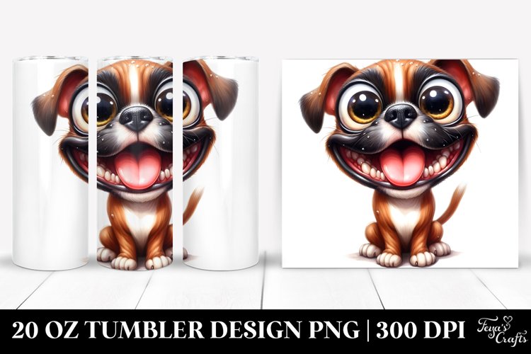 Crazy Looking Boxer Sitting | 20 Oz Tumbler example image 1