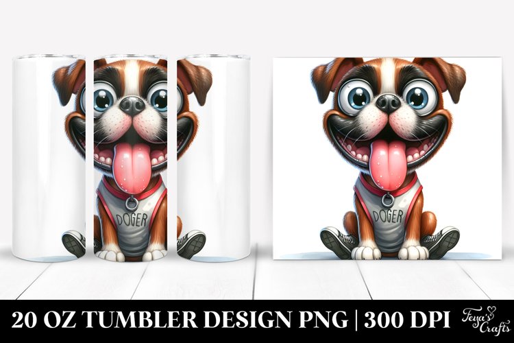 Crazy Looking Boxer Sitting | 20 Oz Tumbler example image 1