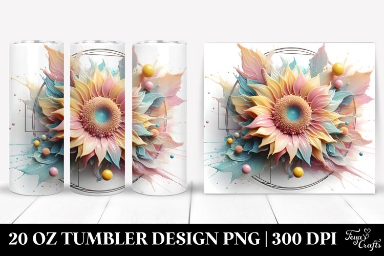 Abstract Pastel Glossy Sunflower 20 Oz Tumbler example image 1