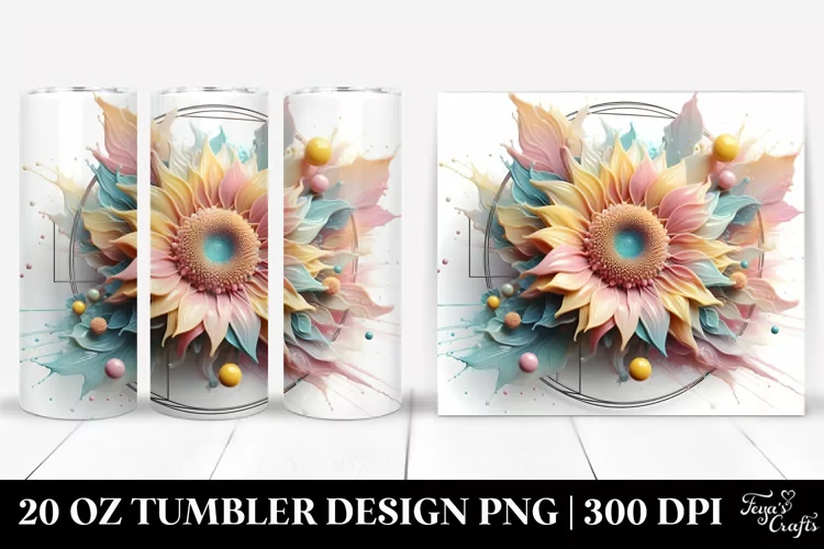 Abstract Pastel Glossy Sunflower 20 Oz Tumbler
