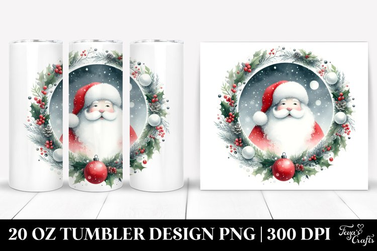 Christmas Santa Watercolor Tumbler Design