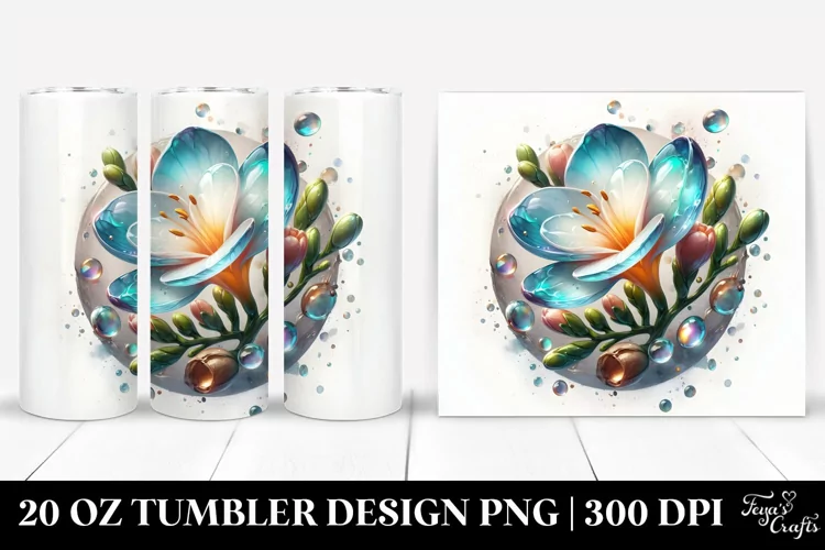 Glossy Freesia Watercolor | 20 Oz Tumbler