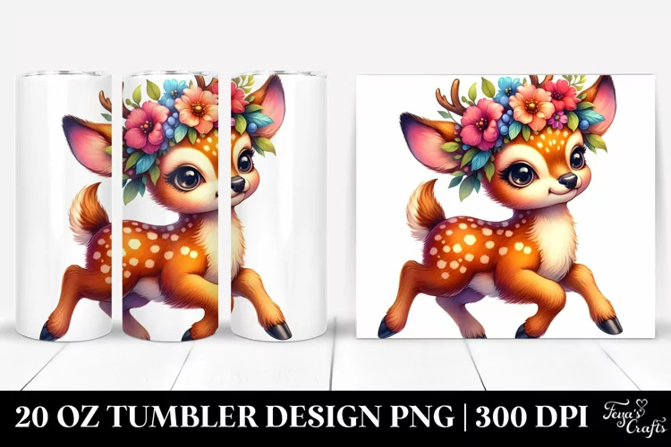 Playful Baby Deer, Watercolor 20 Oz Tumbler