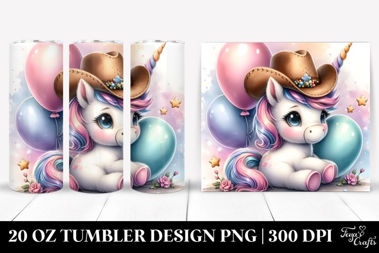 Watercolor Baby Unicorn Cowboy | 20 oz Tumbler