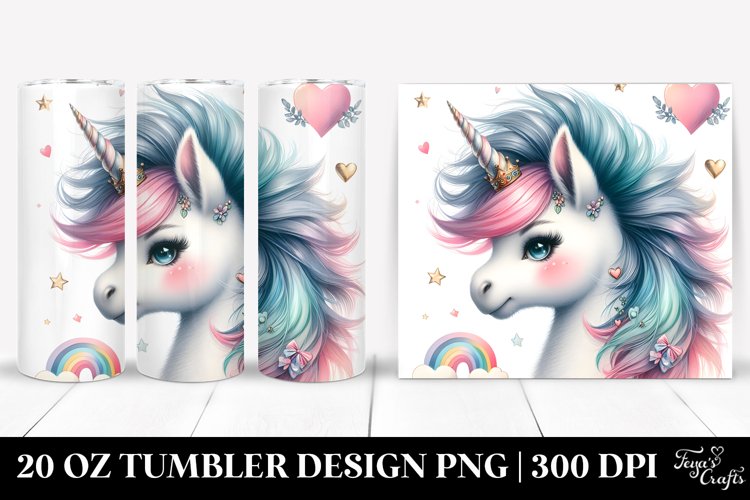 Watercolor Baby Unicorn Haircut | 20 oz Tumbler example image 1
