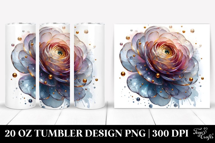 Abstract Ranunculus with Golden Insertions | 20 Oz Tumbler example image 1